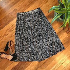 Black & White Print A-line Midi Skirt